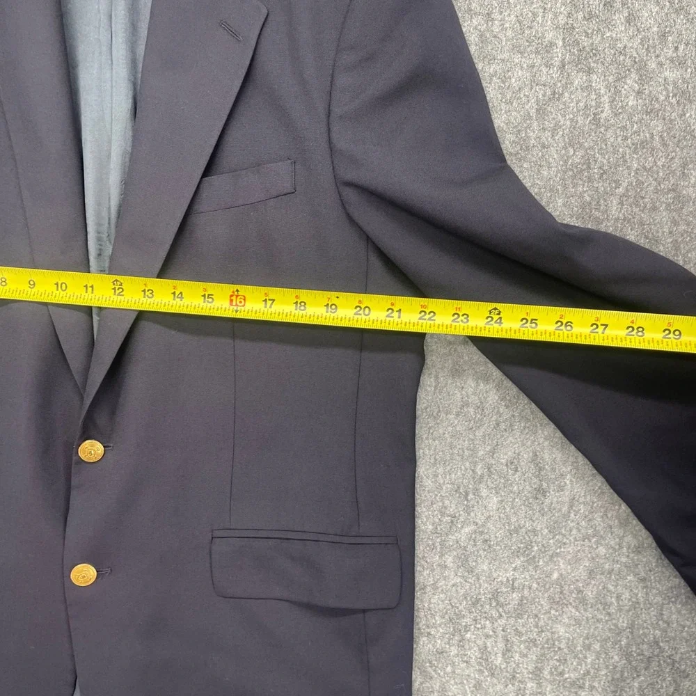 Chaps Ralph Lauren Mens 48L Navy Blue 100% Wool Blazer Gold Crest Buttons Canada